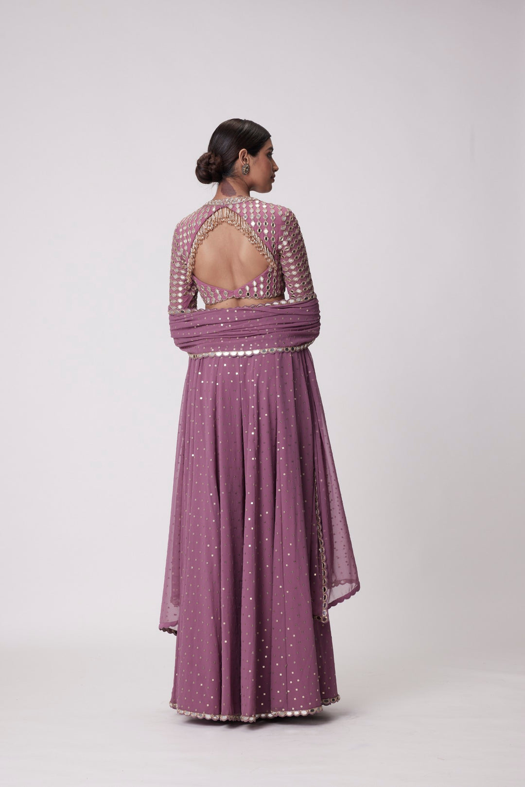 Mud Mauve Hand Embroidered Lehenga Pants Set