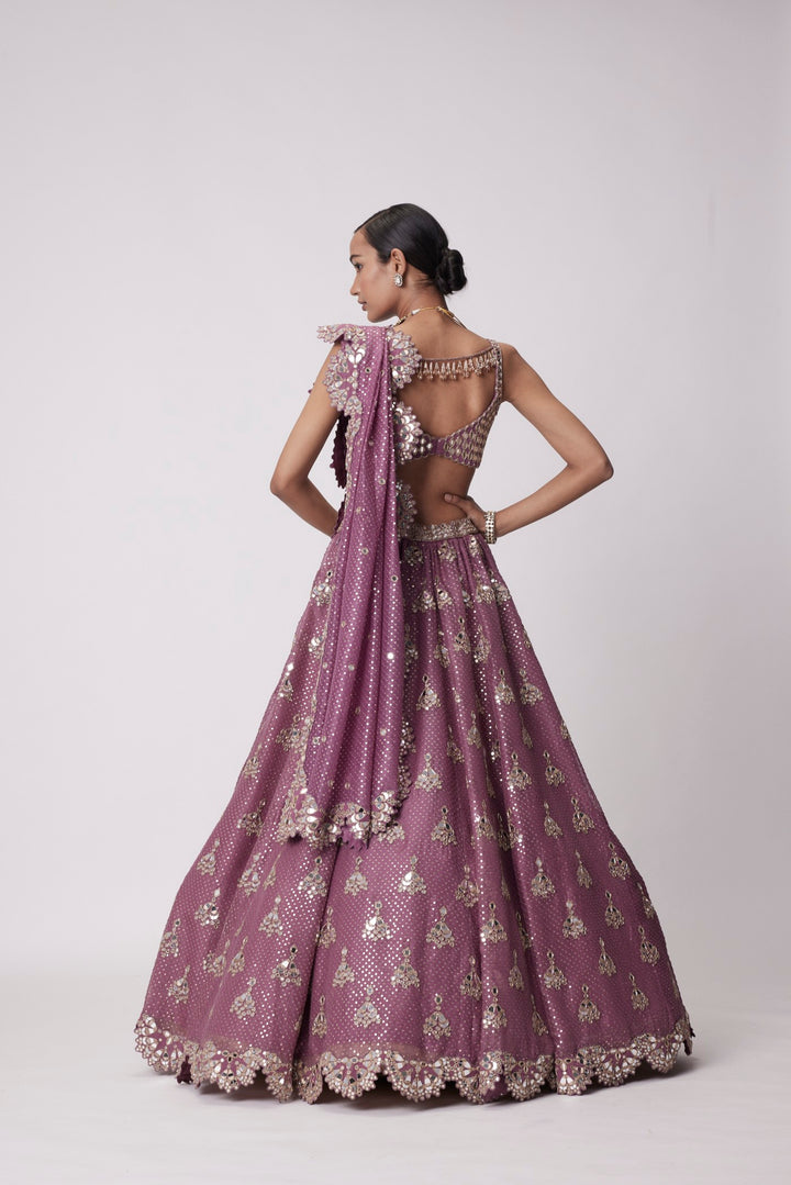 Mud Mauve Sequin Embroidered Lehenga Set