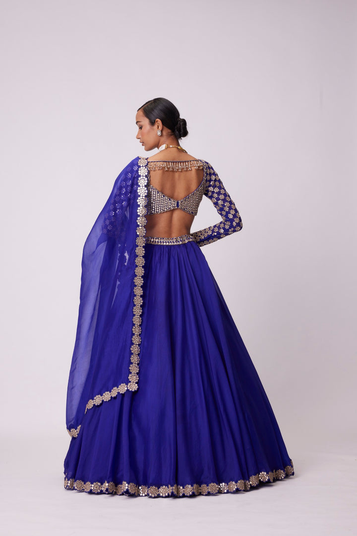 Persian Blue Hand Embroidered Lehenga Set