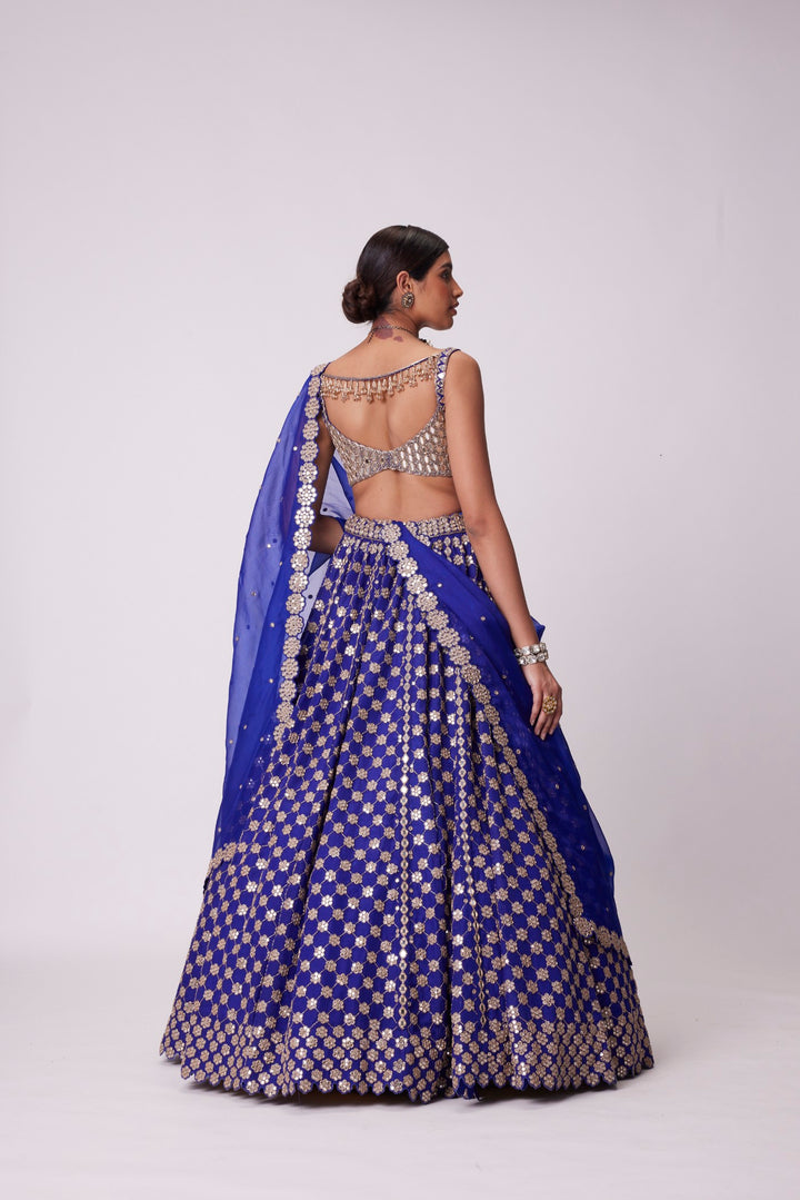Persian Blue Flower Lehenga Set
