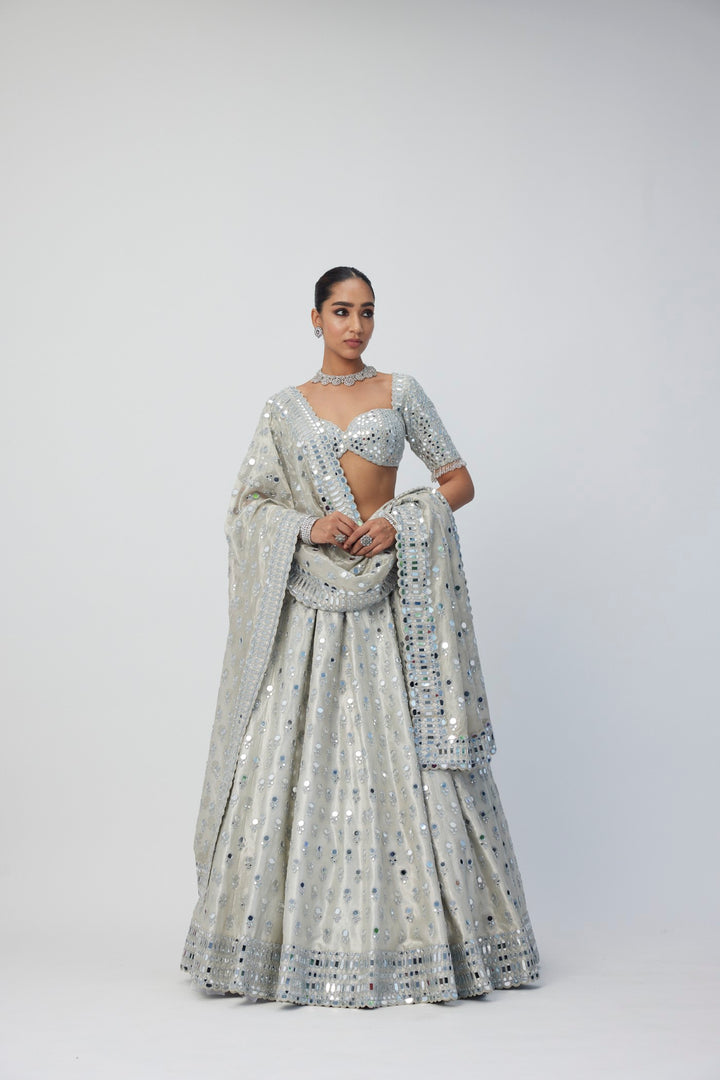 Silver Shimmer Organza Lehenga Set