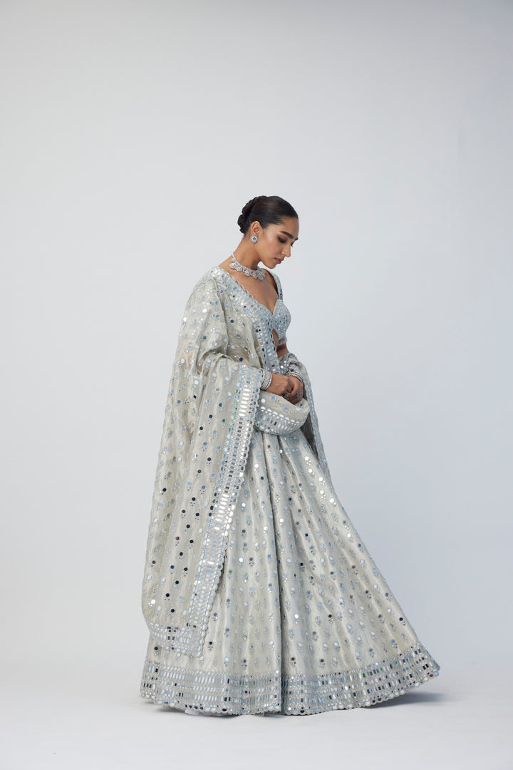 Silver Shimmer Organza Lehenga Set