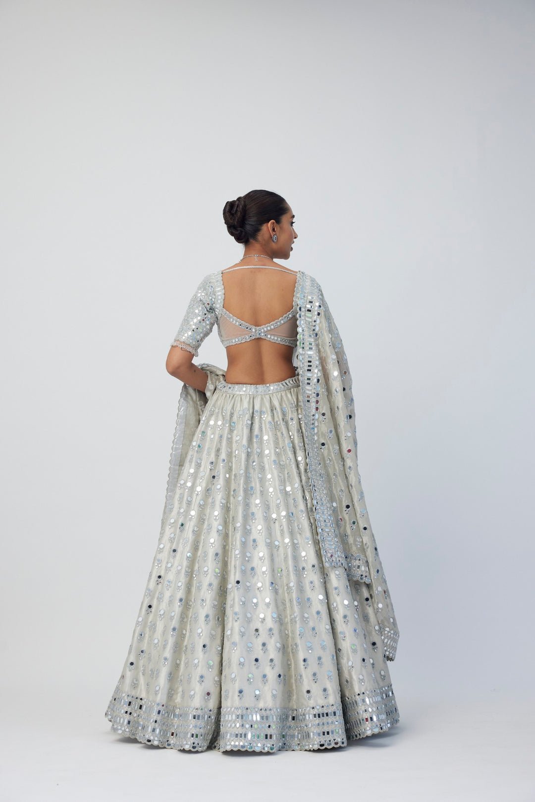 Silver Shimmer Organza Lehenga Set