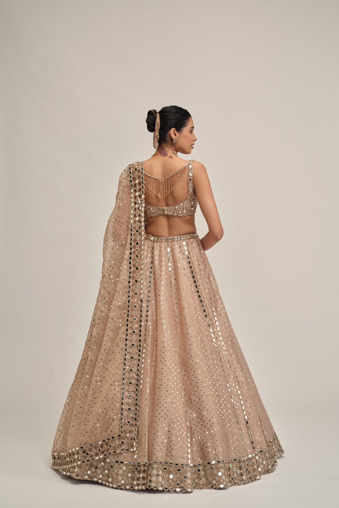 Light Beige Sequins Embroidered Lehenga Set