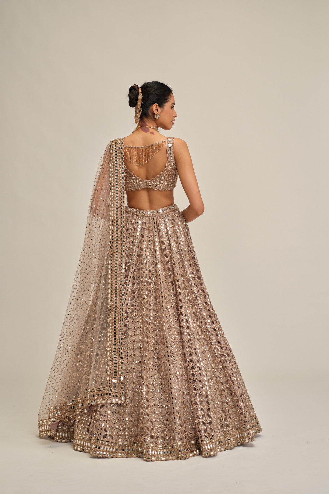 Ash Pink Circular Cutwork Lehenga Set