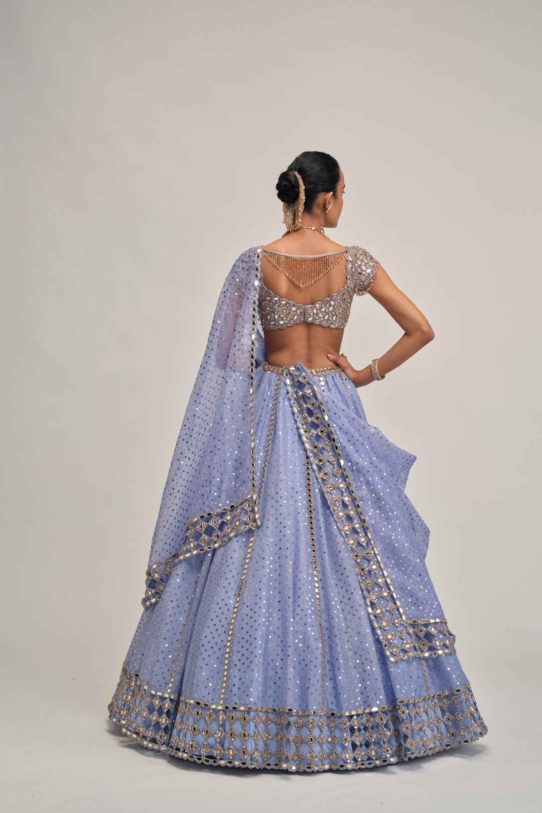 Dew Blue Sequins Embroidered Lehenga Set
