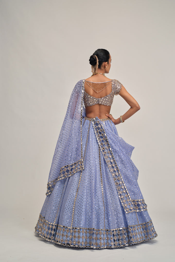 Dew Blue Sequins Embroidered Lehenga Set