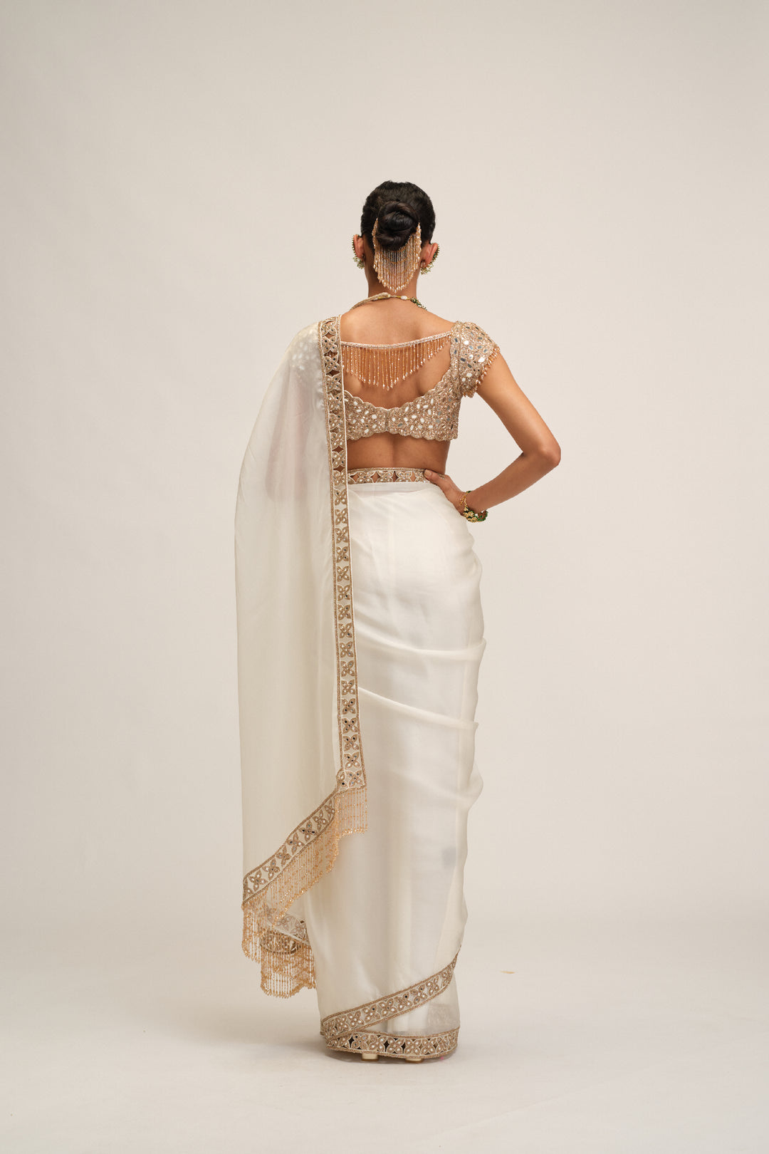 Off White Cutwork Border Saree Set