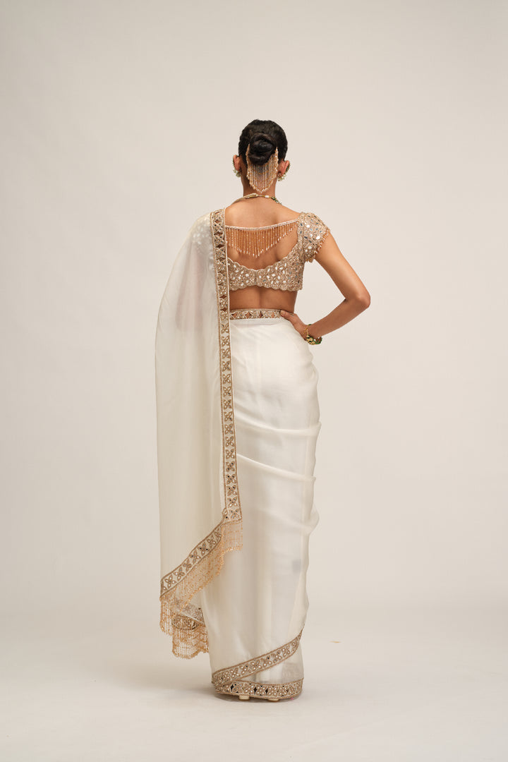 Off White Cutwork Border Saree Set