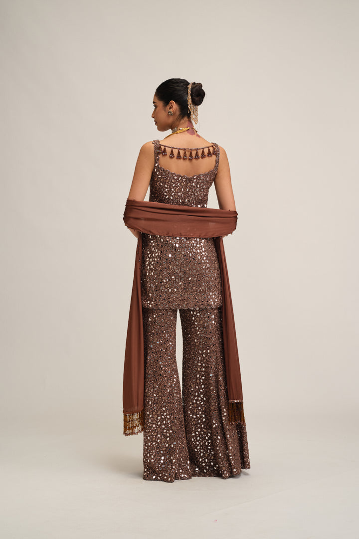 Deep Beige Kurta Sharara Set