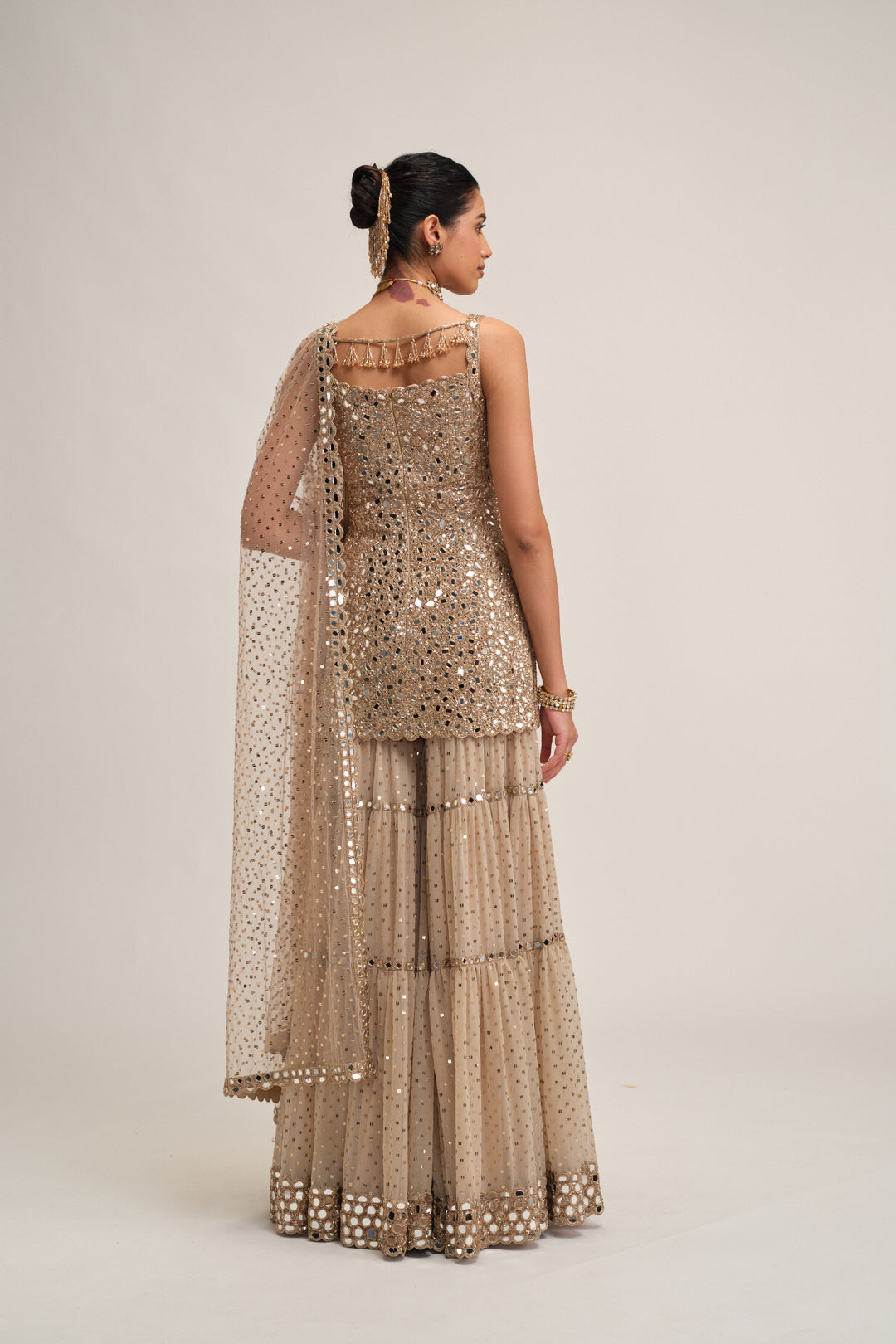 Light Beige Kurta Sharara Set