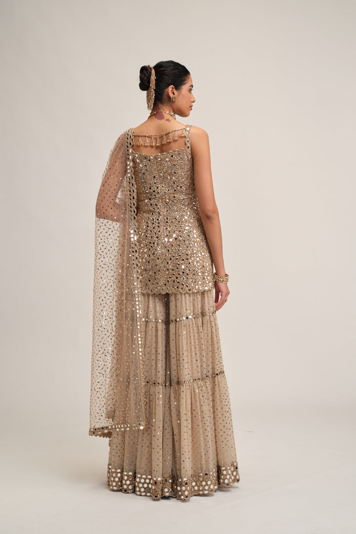 Light Beige Kurta Sharara Set