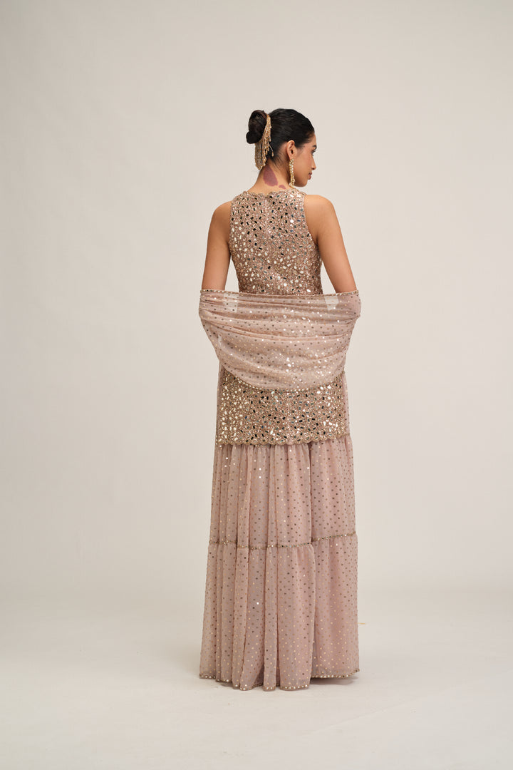 Ash Pink Kurta Sharara Set