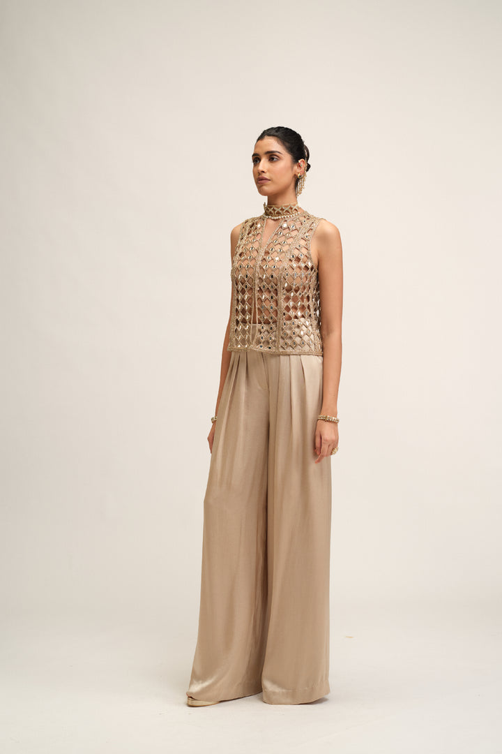 Light Beige Cutwork Jacket Set