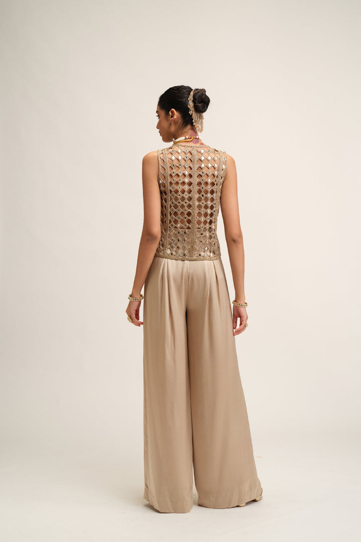 Light Beige Cutwork Jacket Set