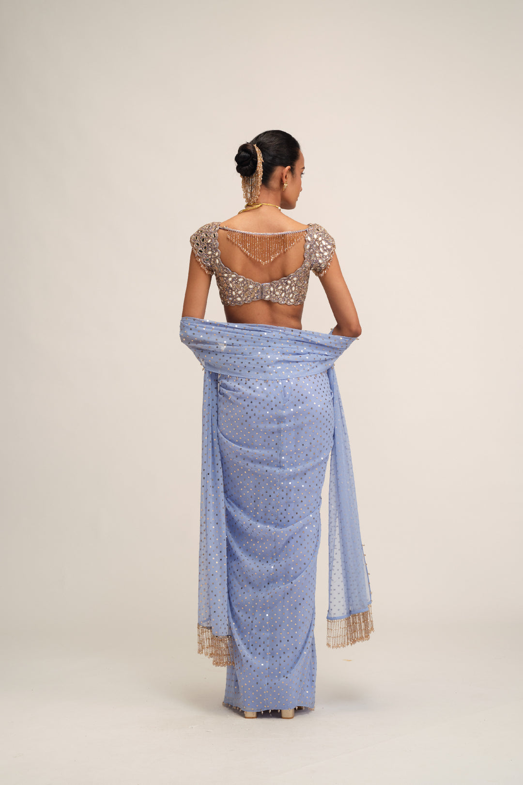 Dew Blue Draped Skirt Set