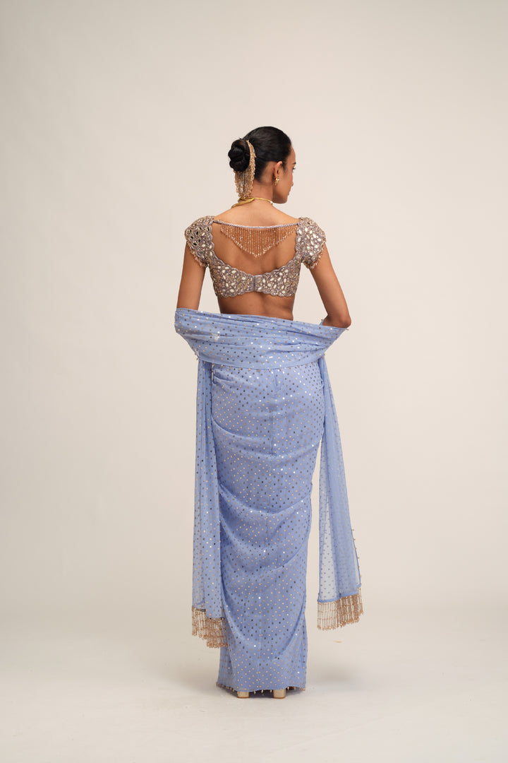 Dew Blue Draped Skirt Set