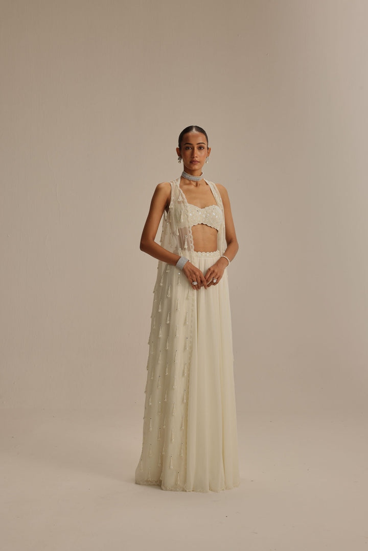 Off White Jacket Pearl And Mirror Jacket Set