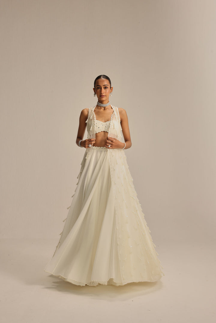 Off White Jacket Pearl And Mirror Jacket Set