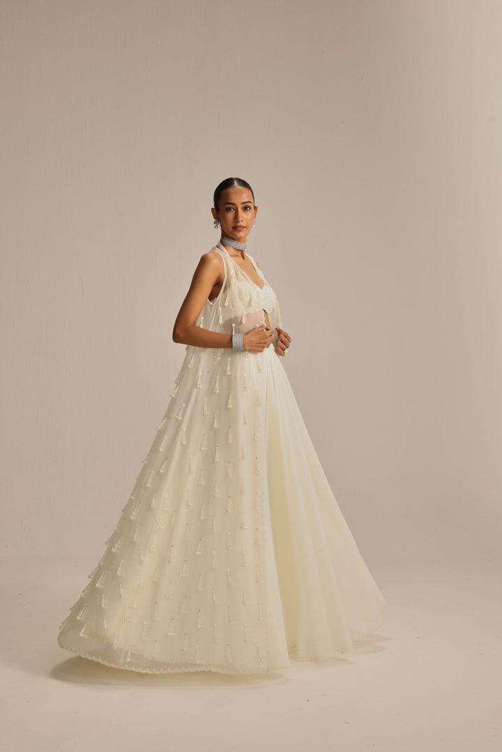 Off White Jacket Pearl And Mirror Jacket Set