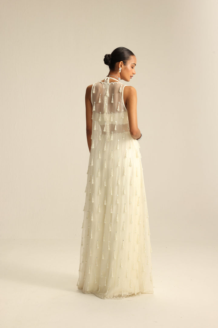 Off White Jacket Pearl And Mirror Jacket Set