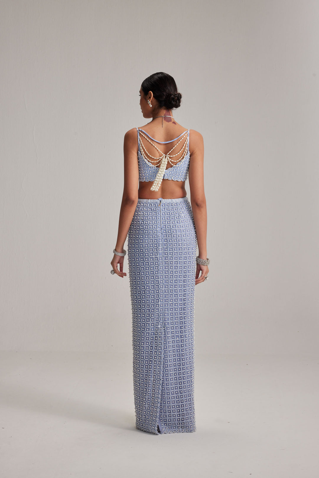 Dew Blue Pencil Skirt Set