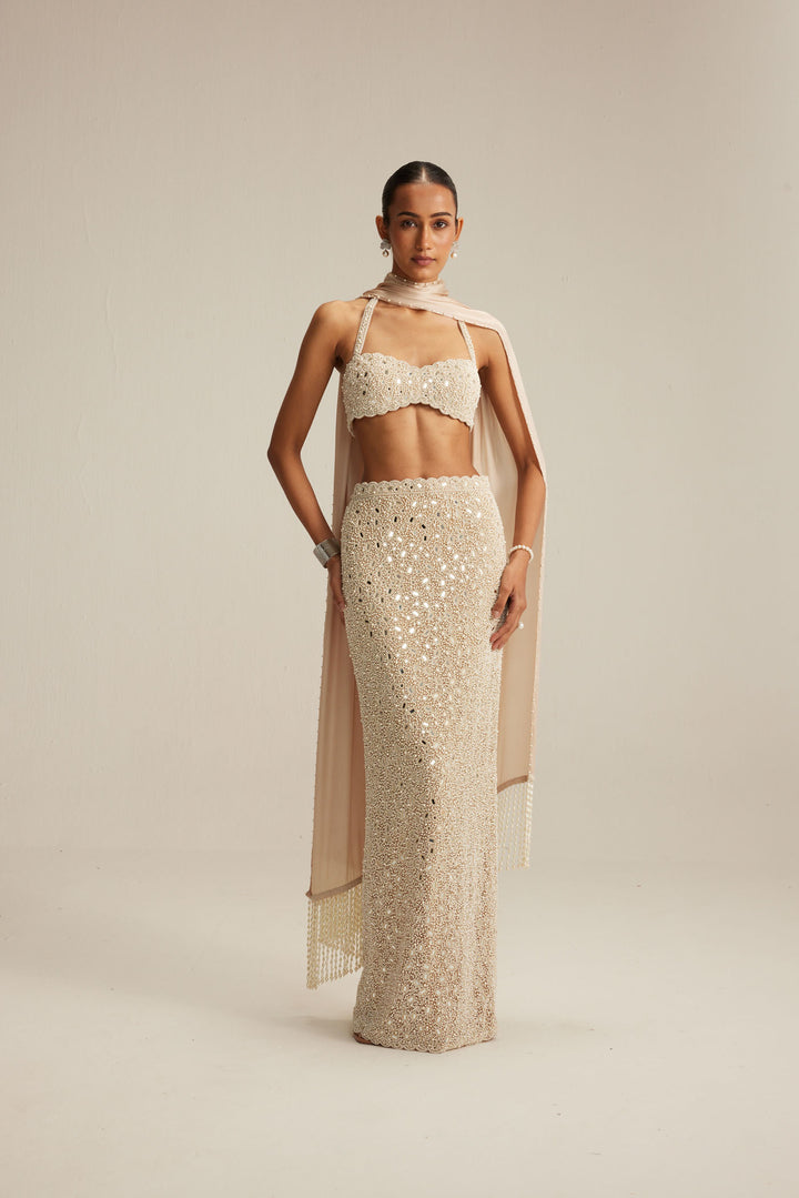 Light Beige Pencil Skirt