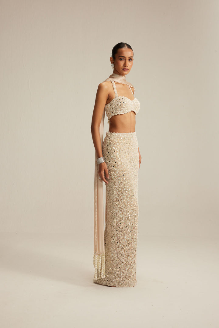 Light Beige Pencil Skirt