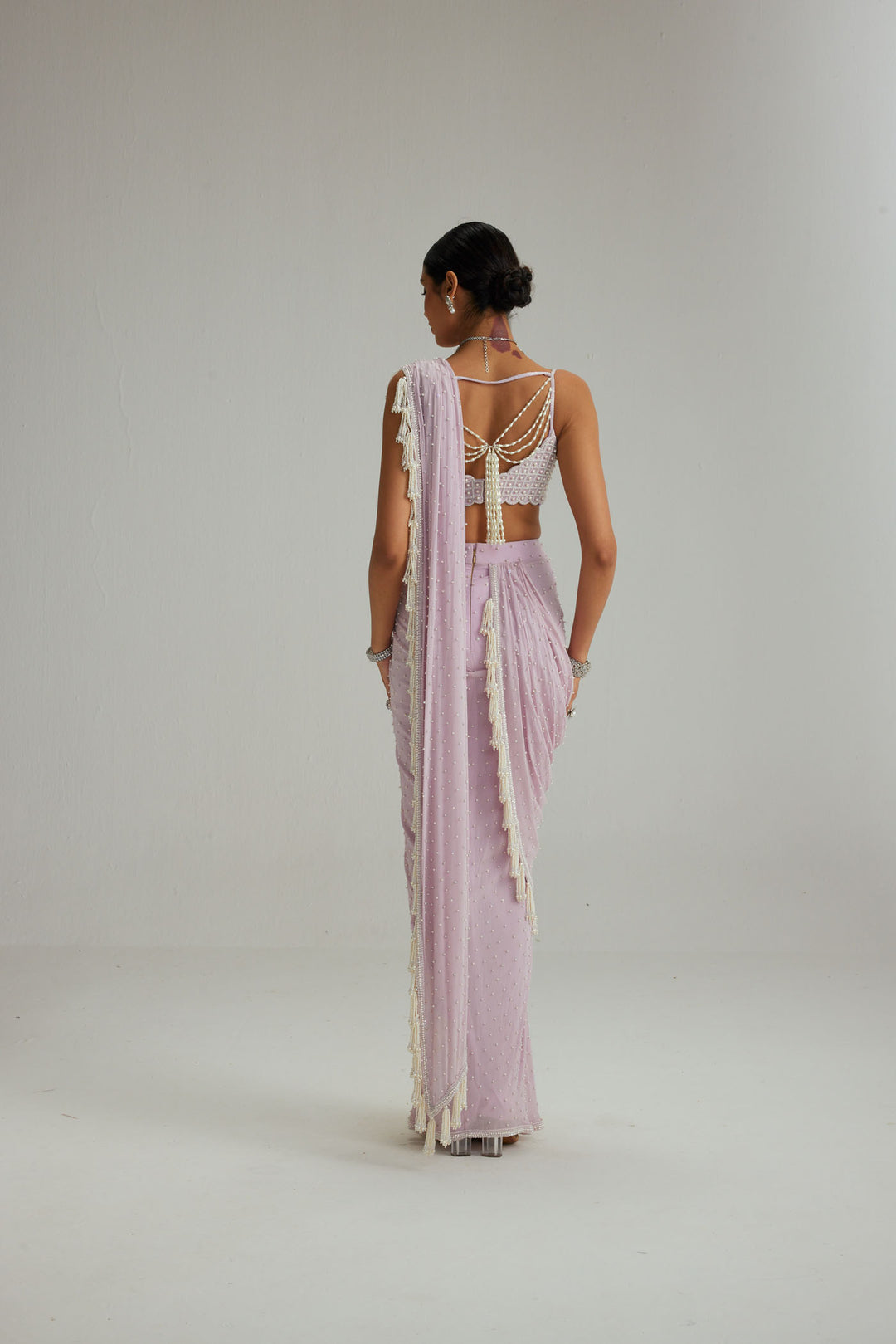 Lavender Draped Saree Set