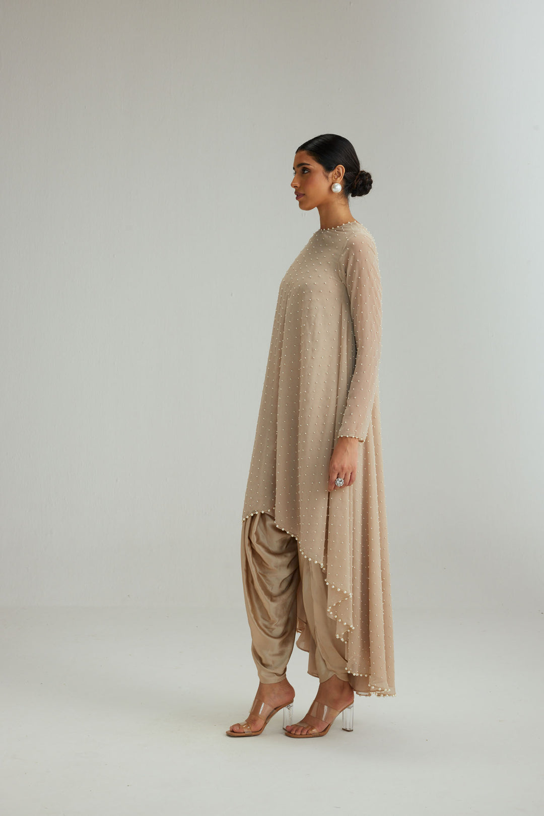 Light Beige Pearl Kurta Set