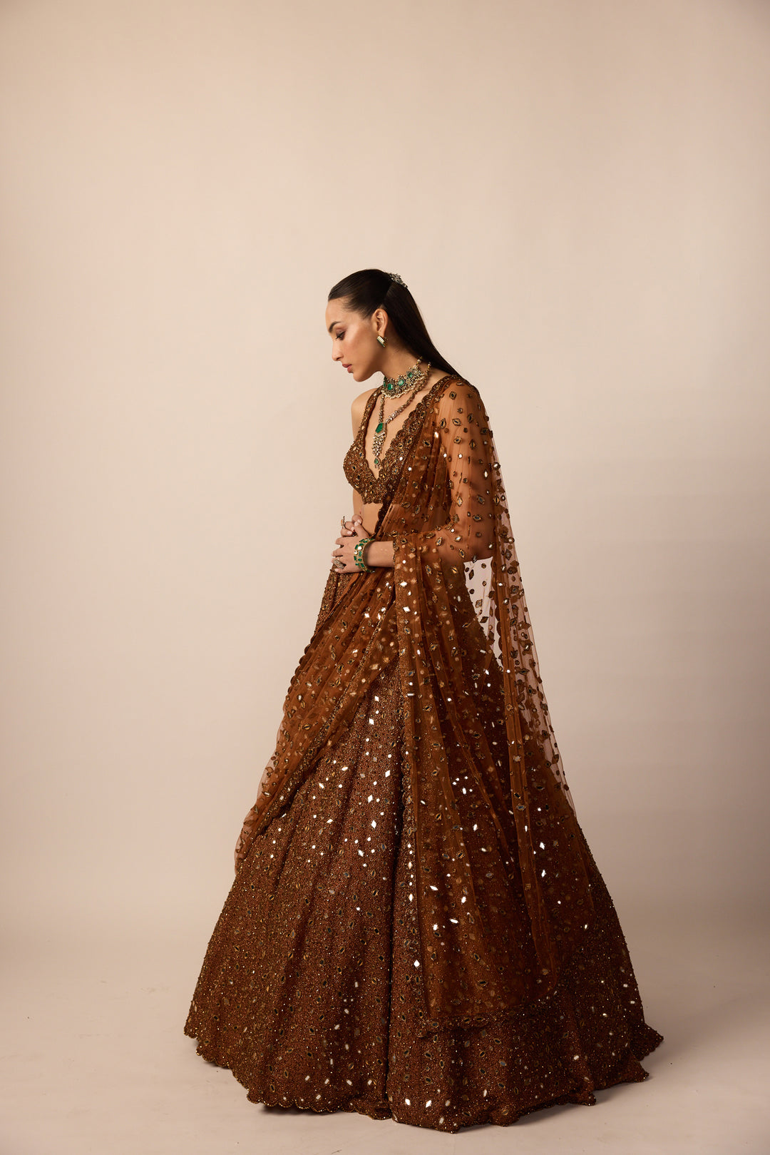 Metallic Copper Lehenga Set