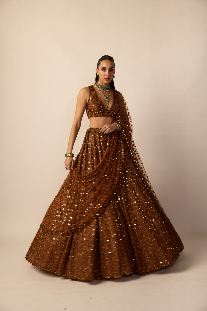 Metallic Copper Lehenga Set