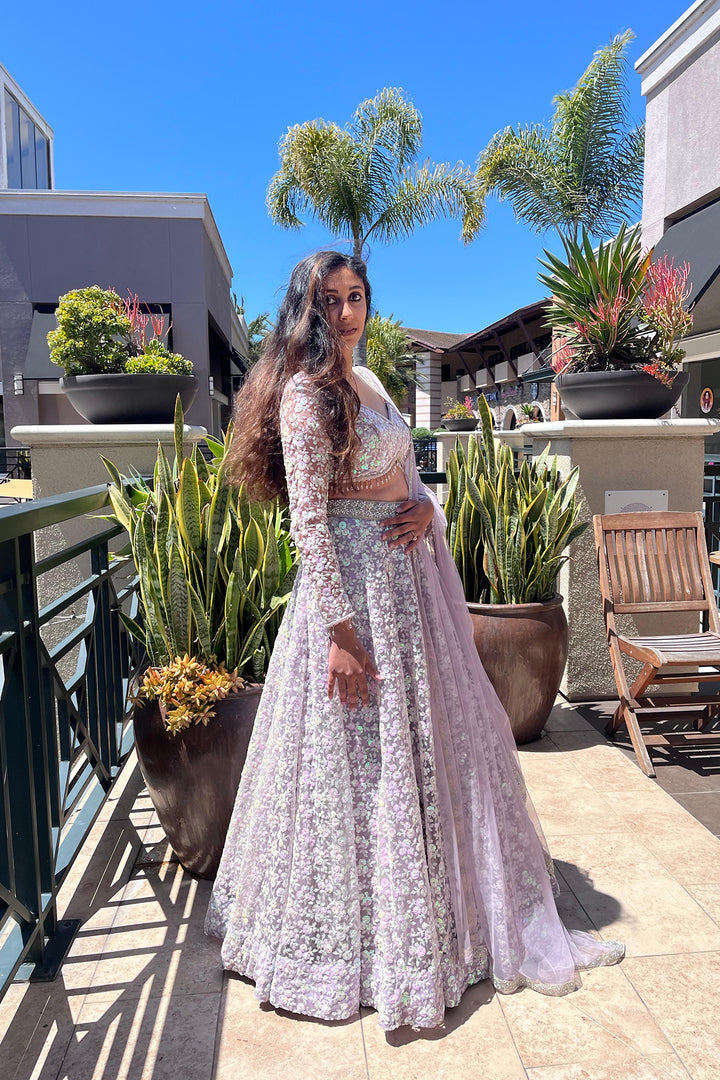 Periwinkle Sequin Work Lehenga Set