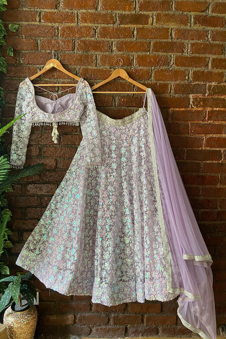 Periwinkle Sequin Work Lehenga Set