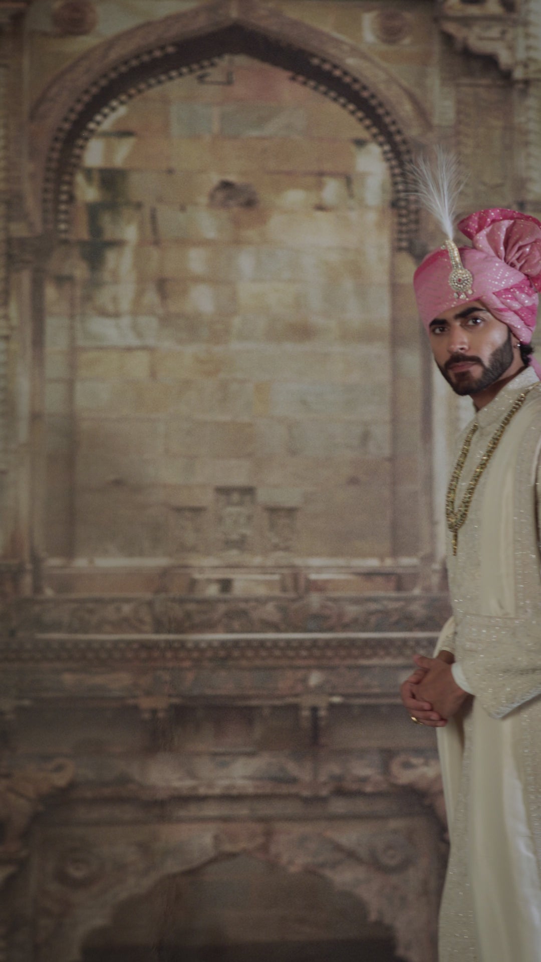 Ivory Sherwani With Kurta And Churidar