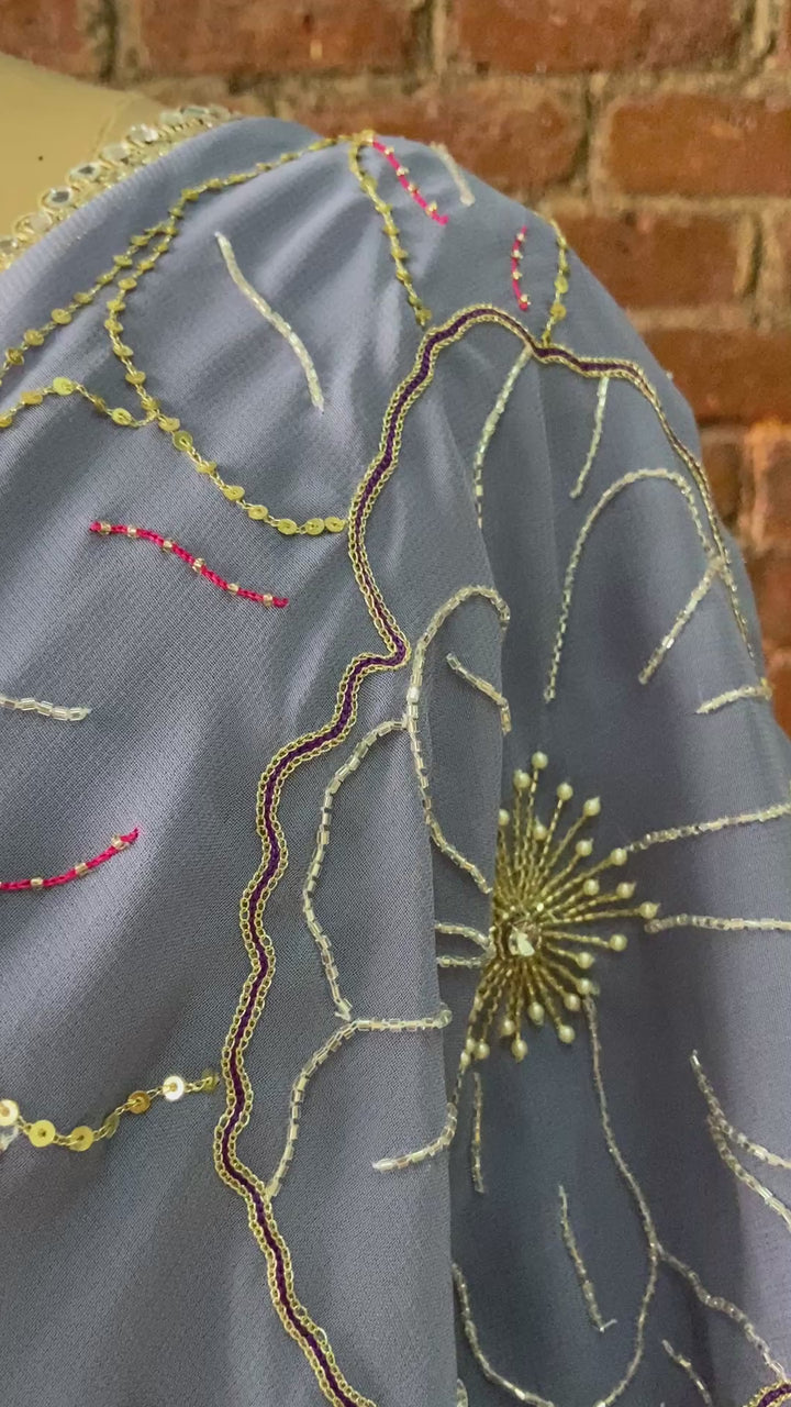 Burnt Lavender Embroidered Saree