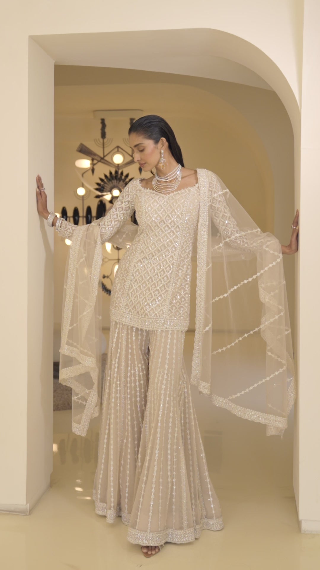 Nude Dori Sharara Set