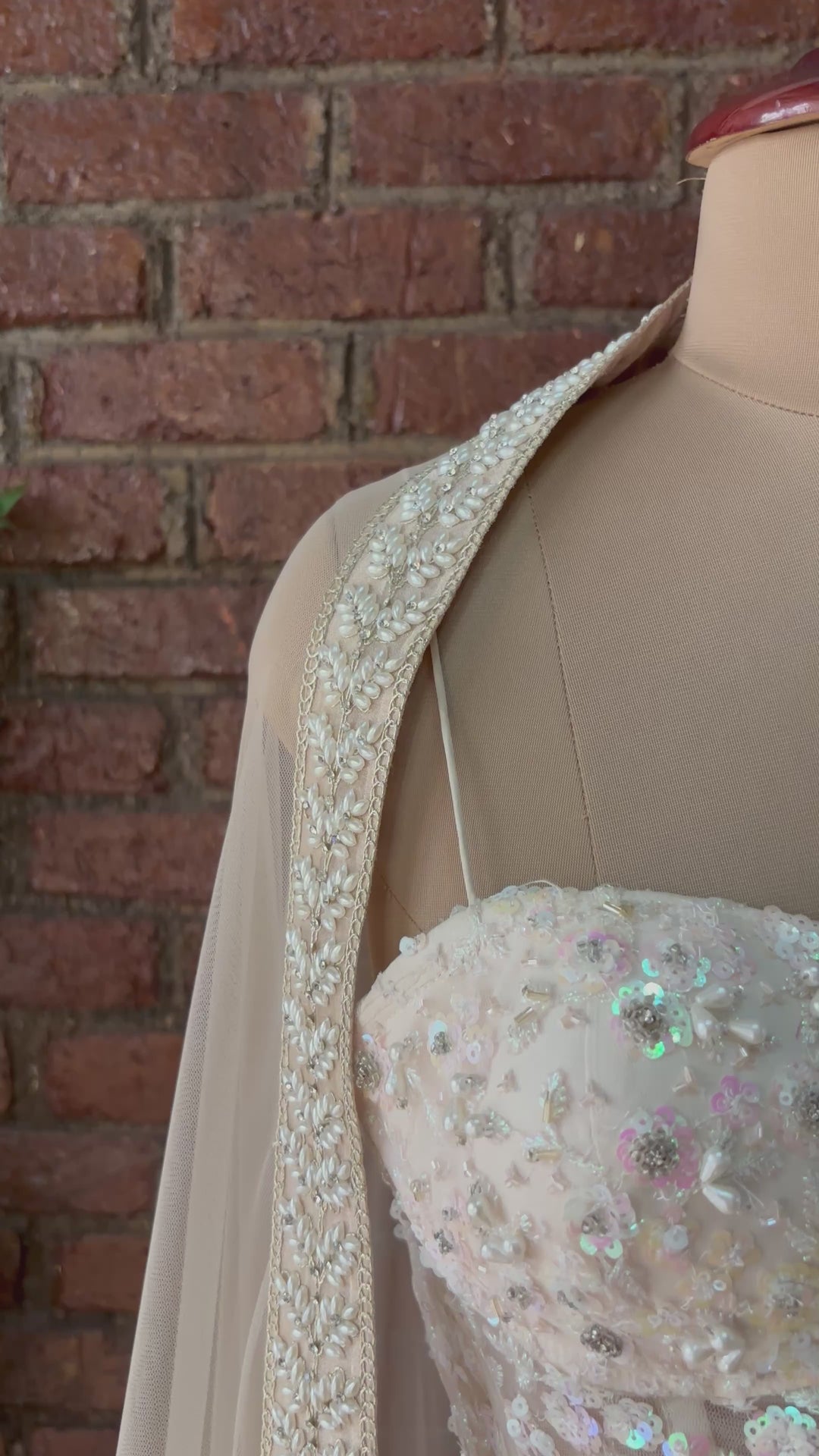 Beige Sequin Work Corset And Lehenga Set