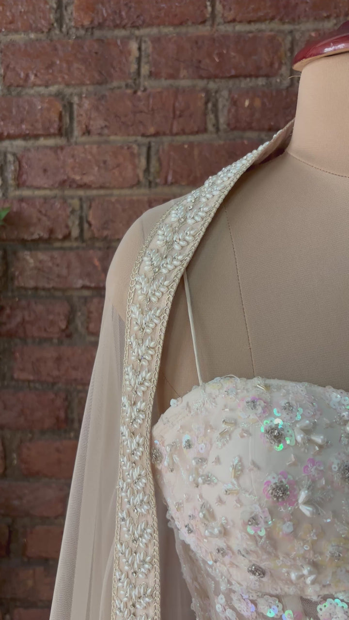 Beige Sequin Work Corset And Lehenga Set