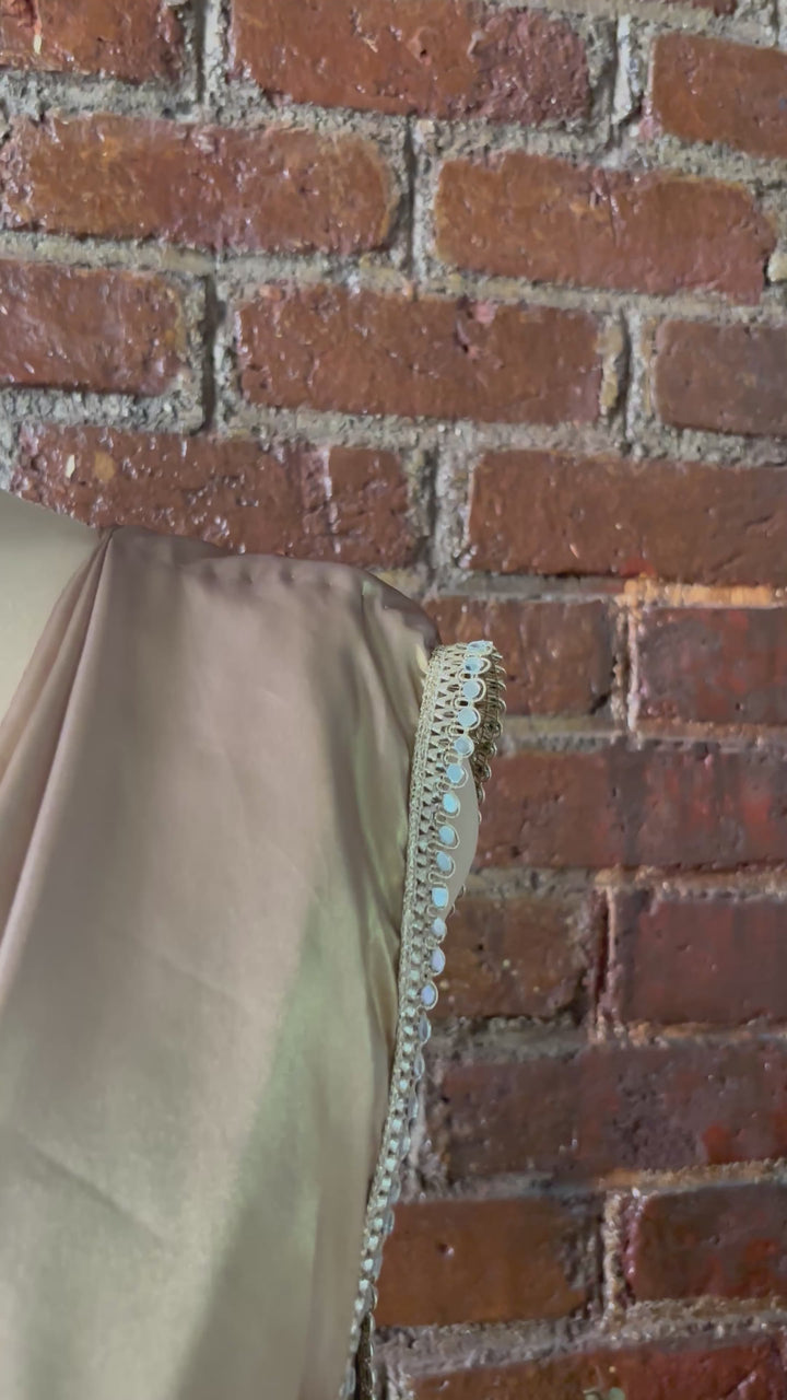 Bronze Shimmer Pre-Stitched Saree With Gota Work Blouse