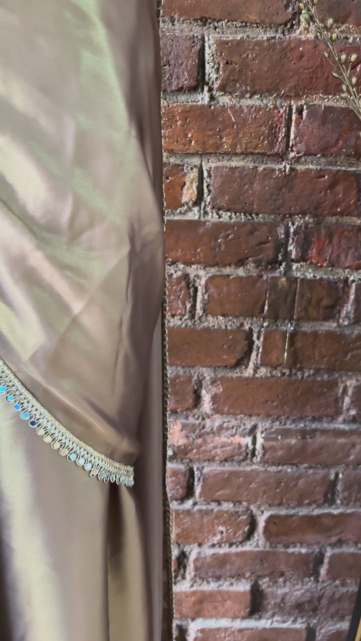 Bronze Shimmer Pre-Stitched Saree With Mirror Blouse