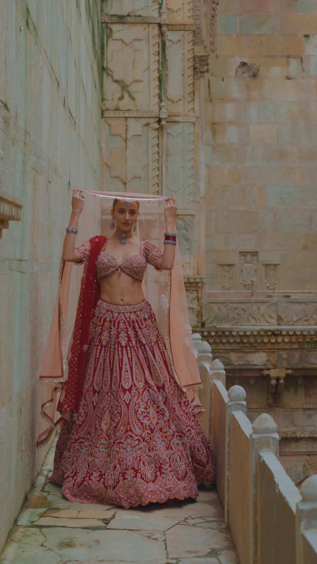 Red Resham Lehenga