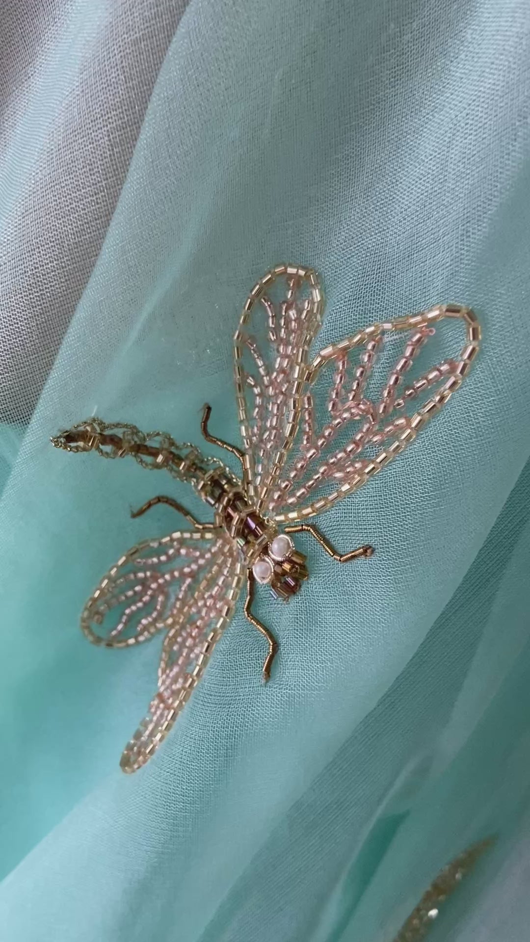 Ice Blue Organza Embroidered Saree