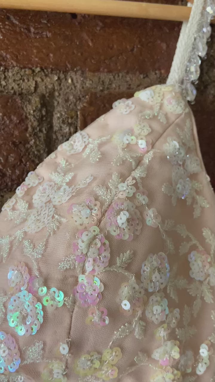 Peach Organza Saree And Sequin Work Blouse