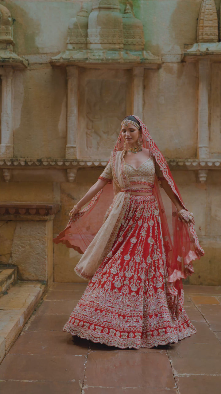 Red-Gold Saanjh Lehenga