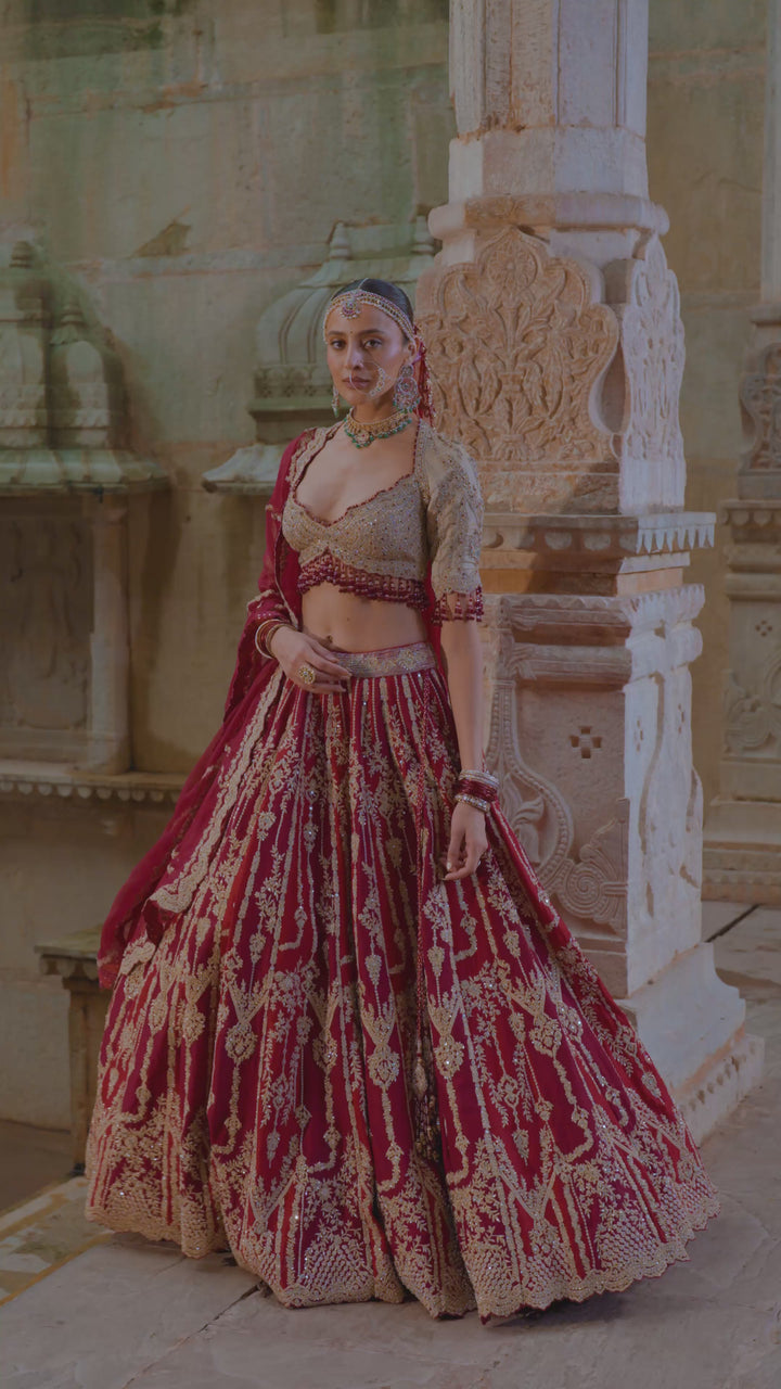 Maroon Myra Lehenga