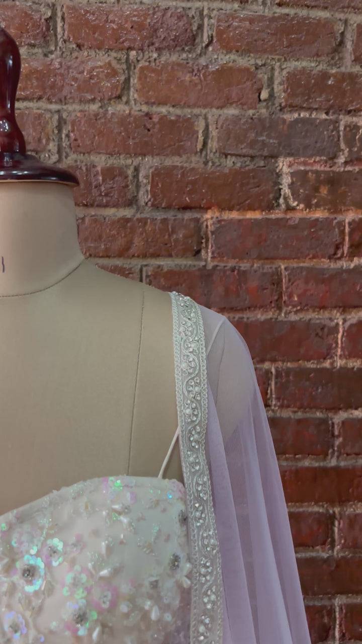 Ivory Corset And Lavender Sequin Work Lehenga Set