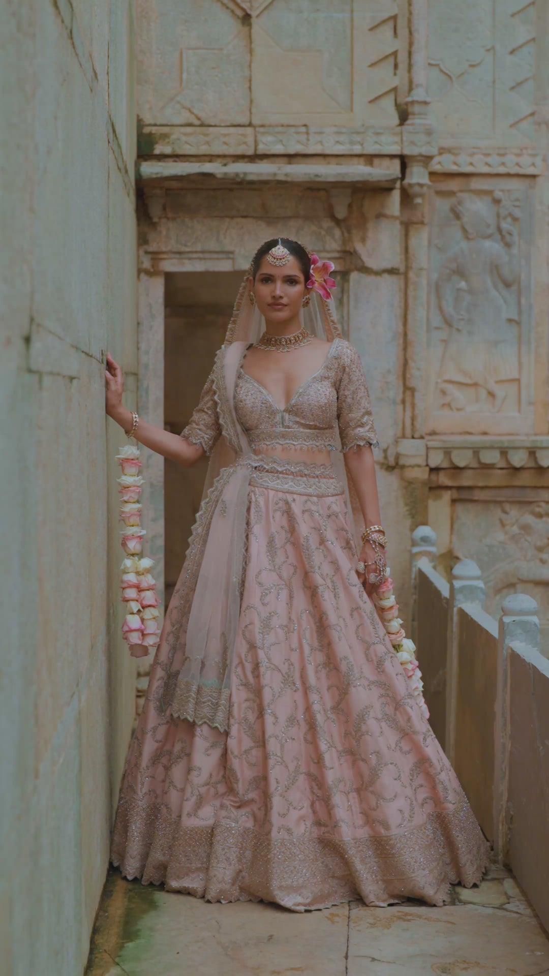 Peach Aara Lehenga