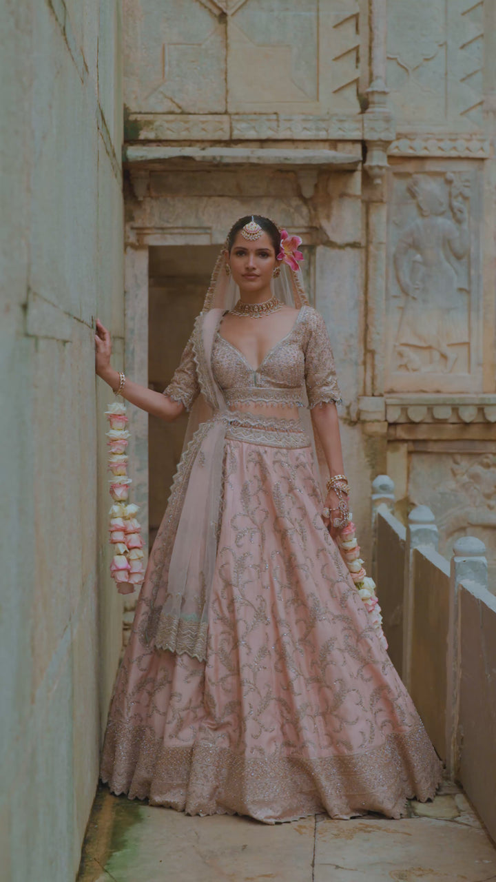 Peach Aara Lehenga