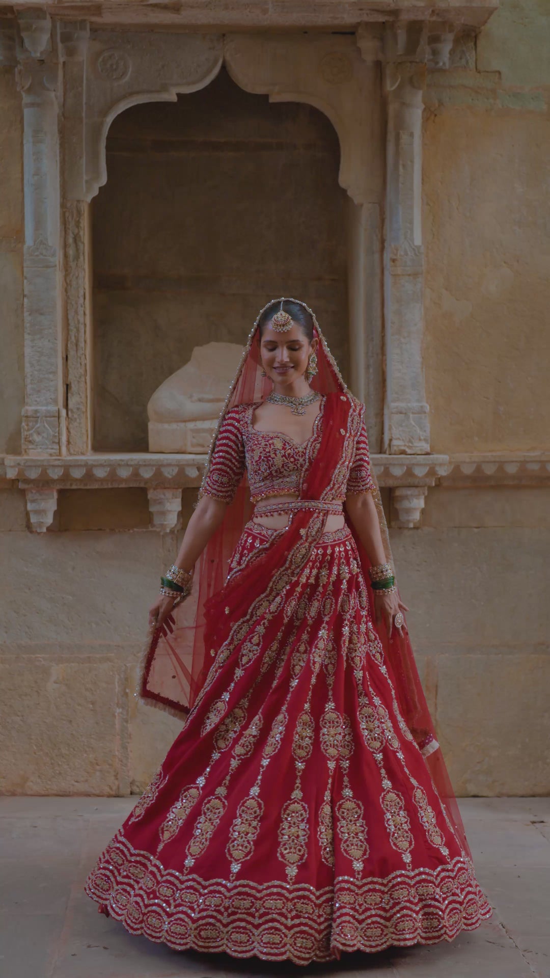 Red Mira Lehenga